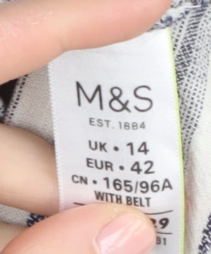 Marks and Spencer Women's Grey Striped Shirt Dress Size 14