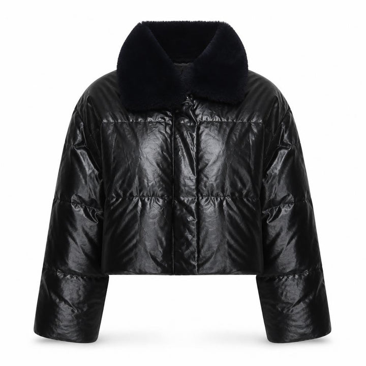 Missguided Women's Black Puffer Jacket Size 12 Faux Leather