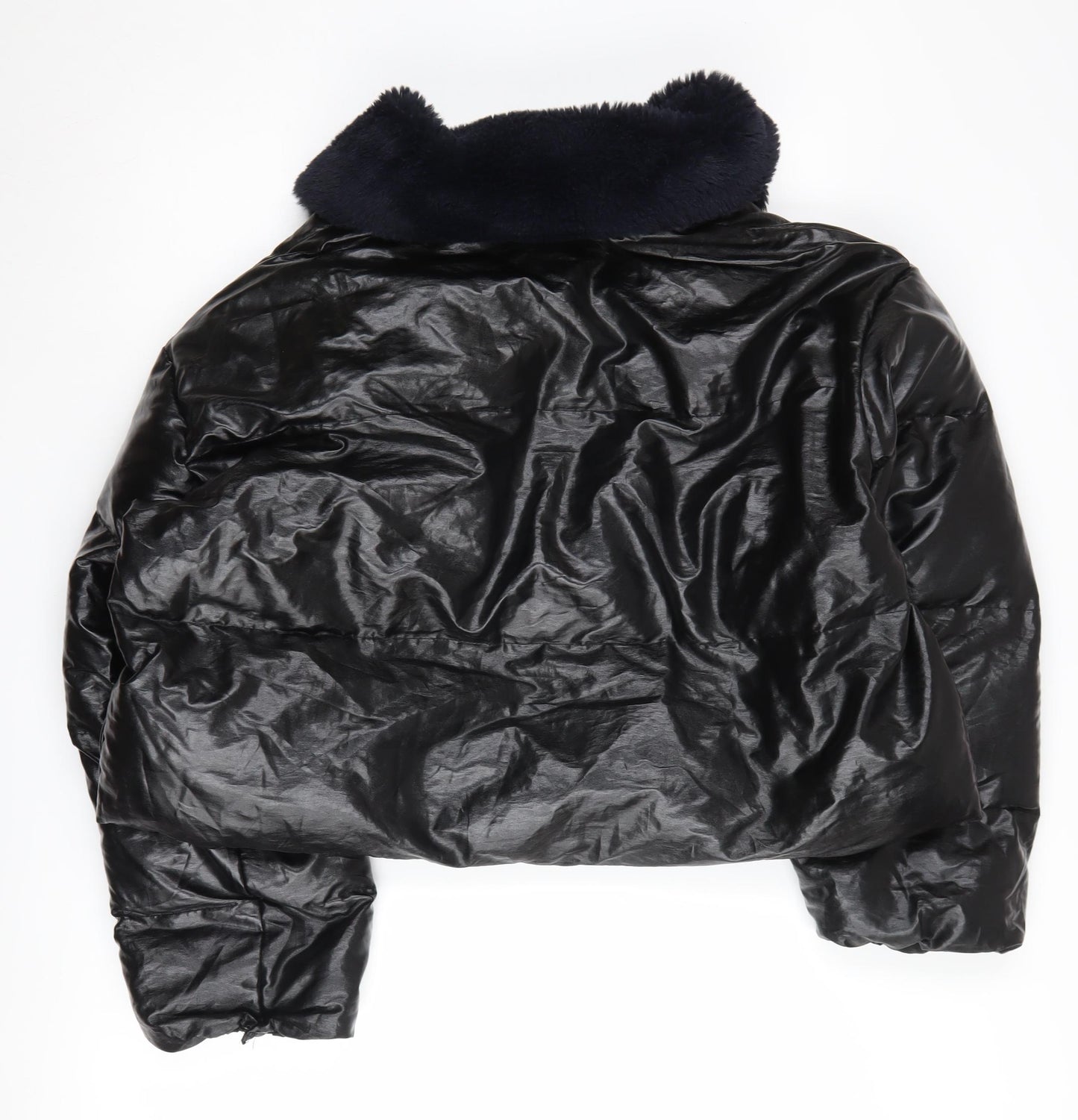 Missguided Women's Black Puffer Jacket Size 12 Faux Leather