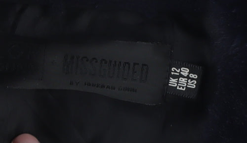 Missguided Women's Black Puffer Jacket Size 12 Faux Leather