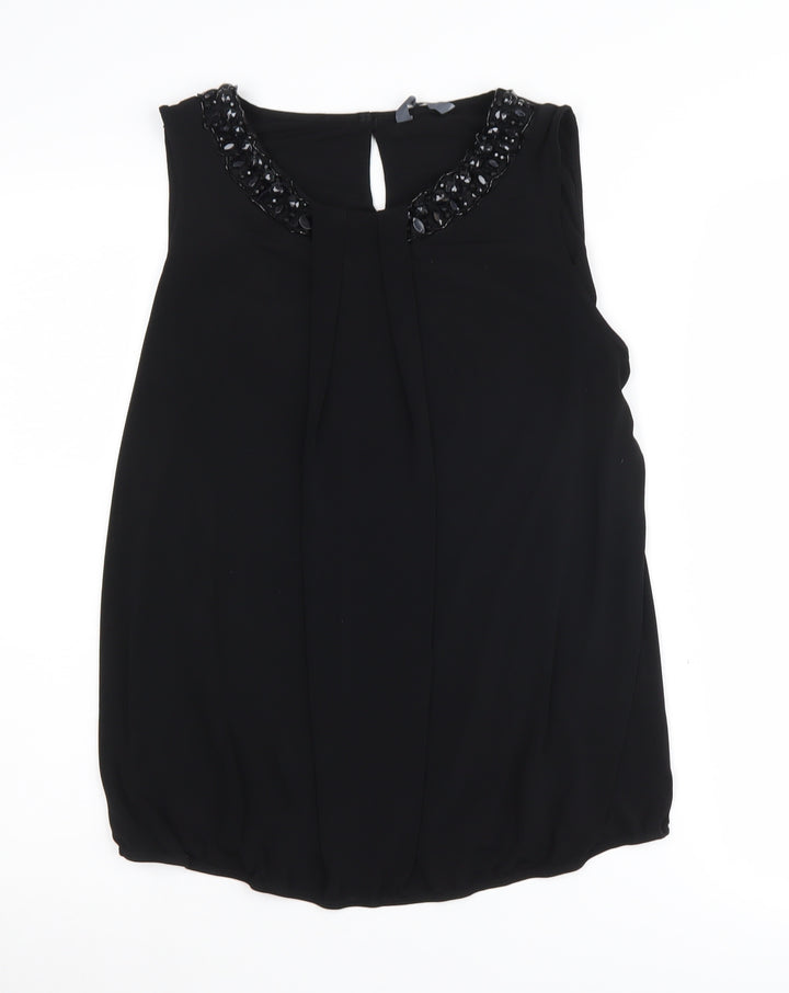 BHS Women's Black Beaded Blouse Size 12