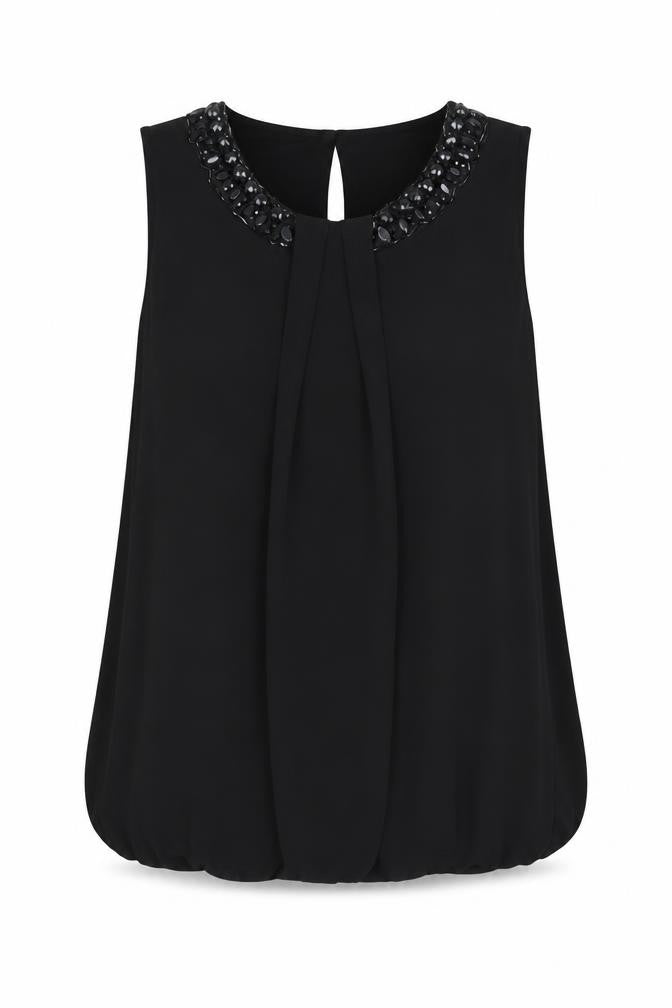 Front view of BHS Women's Black Beaded Blouse, size 12