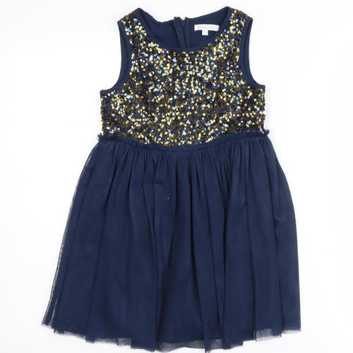 Bluezoo Girls Blue Sequin Fit & Flare Party Dress 6 Years