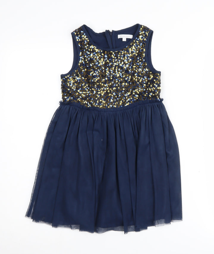 Bluezoo Girls Blue Sequin Fit & Flare Party Dress 6 Years