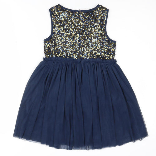 Bluezoo Girls Blue Sequin Fit & Flare Party Dress 6 Years
