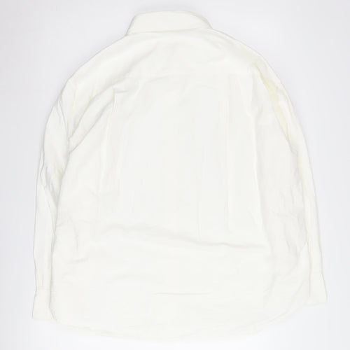 H&M Men's White Long Sleeve Button-Up Shirt L