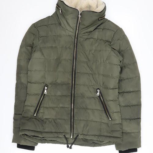 Dorothy Perkins Women's Green Puffer Jacket Size 10
