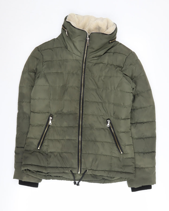 Dorothy Perkins Women's Green Puffer Jacket Size 10