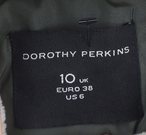 Dorothy Perkins Women's Green Puffer Jacket Size 10