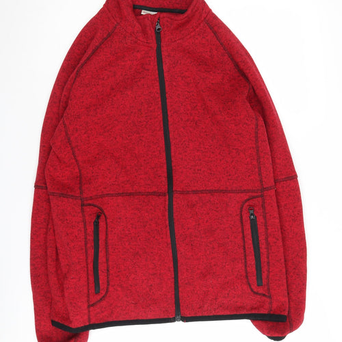 Damart Women's Red Fleece Jacket Size L Casual Classic