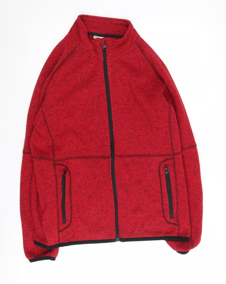 Damart Women's Red Fleece Jacket Size L Casual Classic