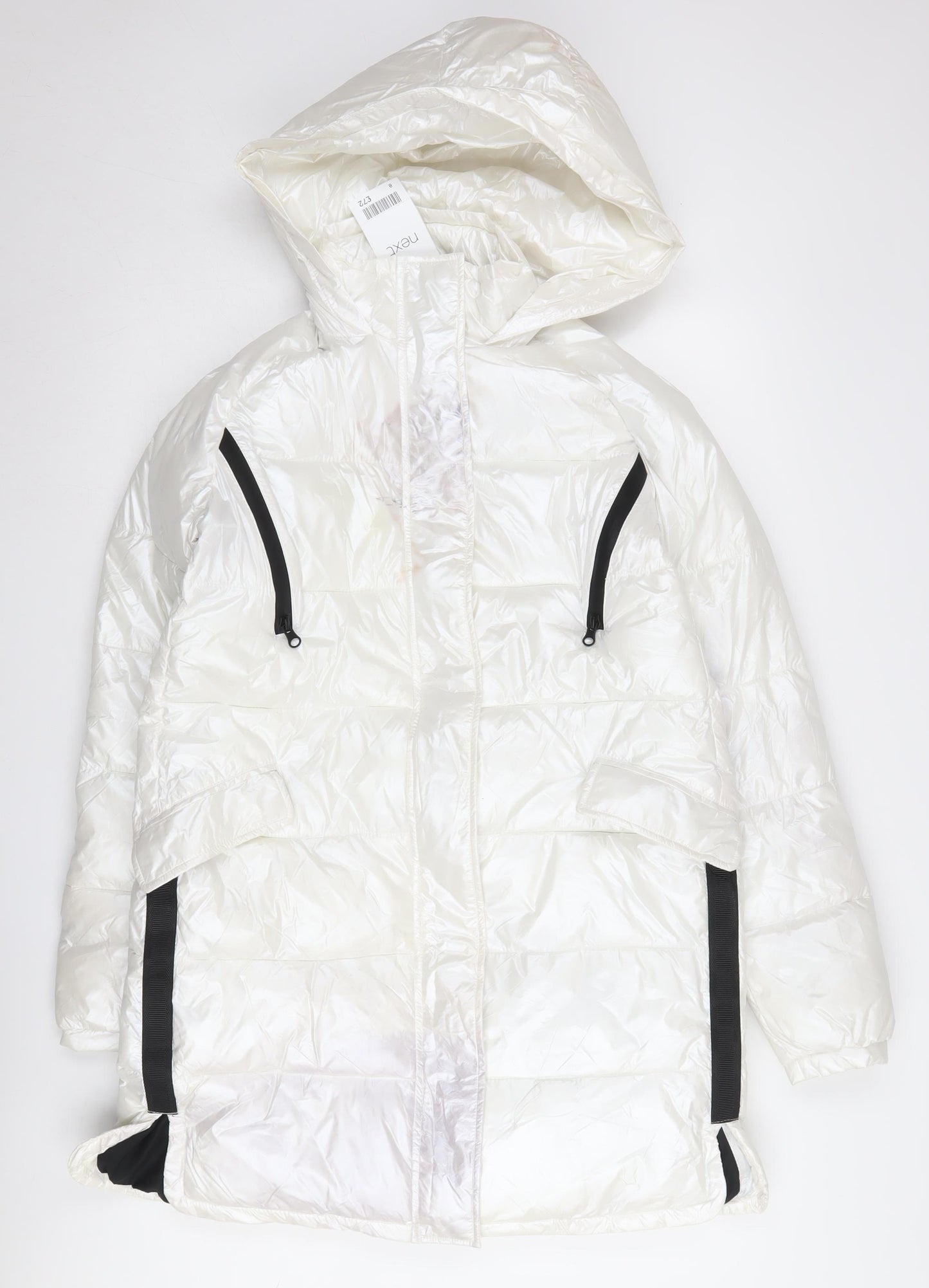 Next Women’s White Puffer Jacket, Size 8, Hooded, Casual