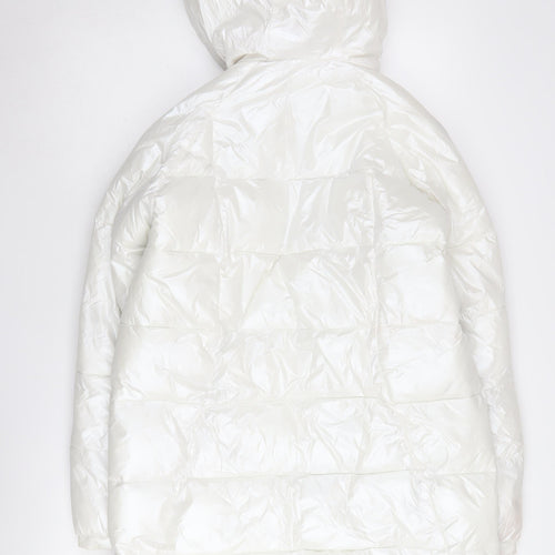 Next Women’s White Puffer Jacket, Size 8, Hooded, Casual