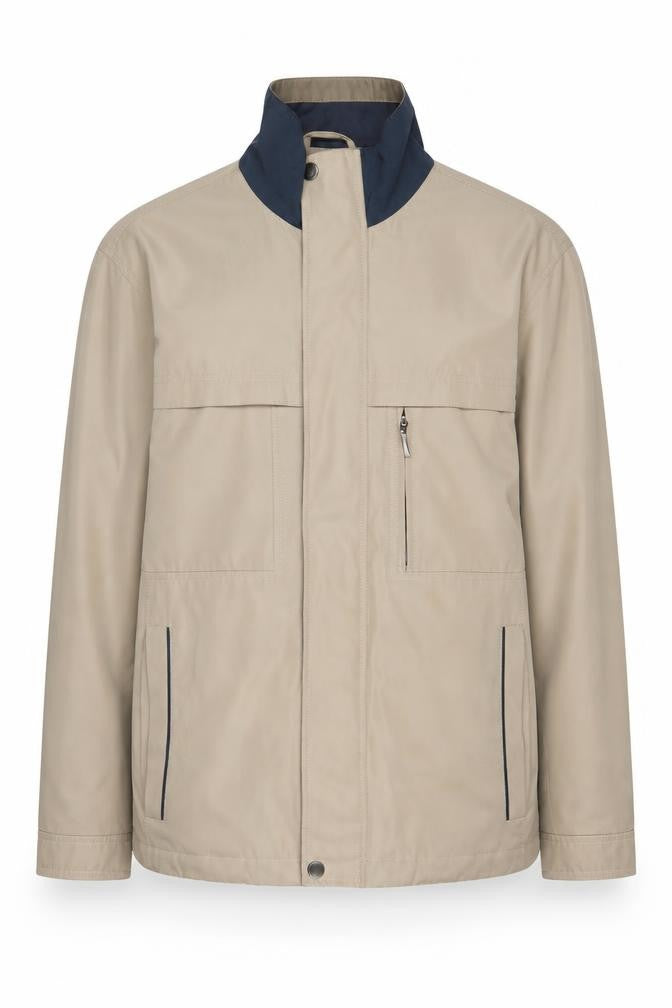 EWM Men's Beige Mid-Length Zipped Jacket M