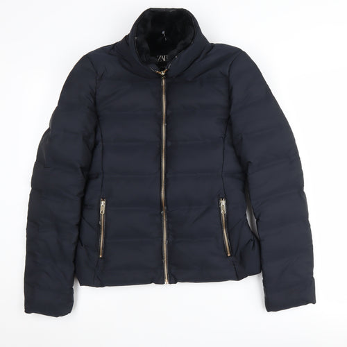 Zara Women's Black Puffer Jacket - Size 8