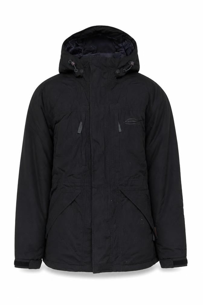 Front view of Mountain Life Men's Black Parka Jacket, size S