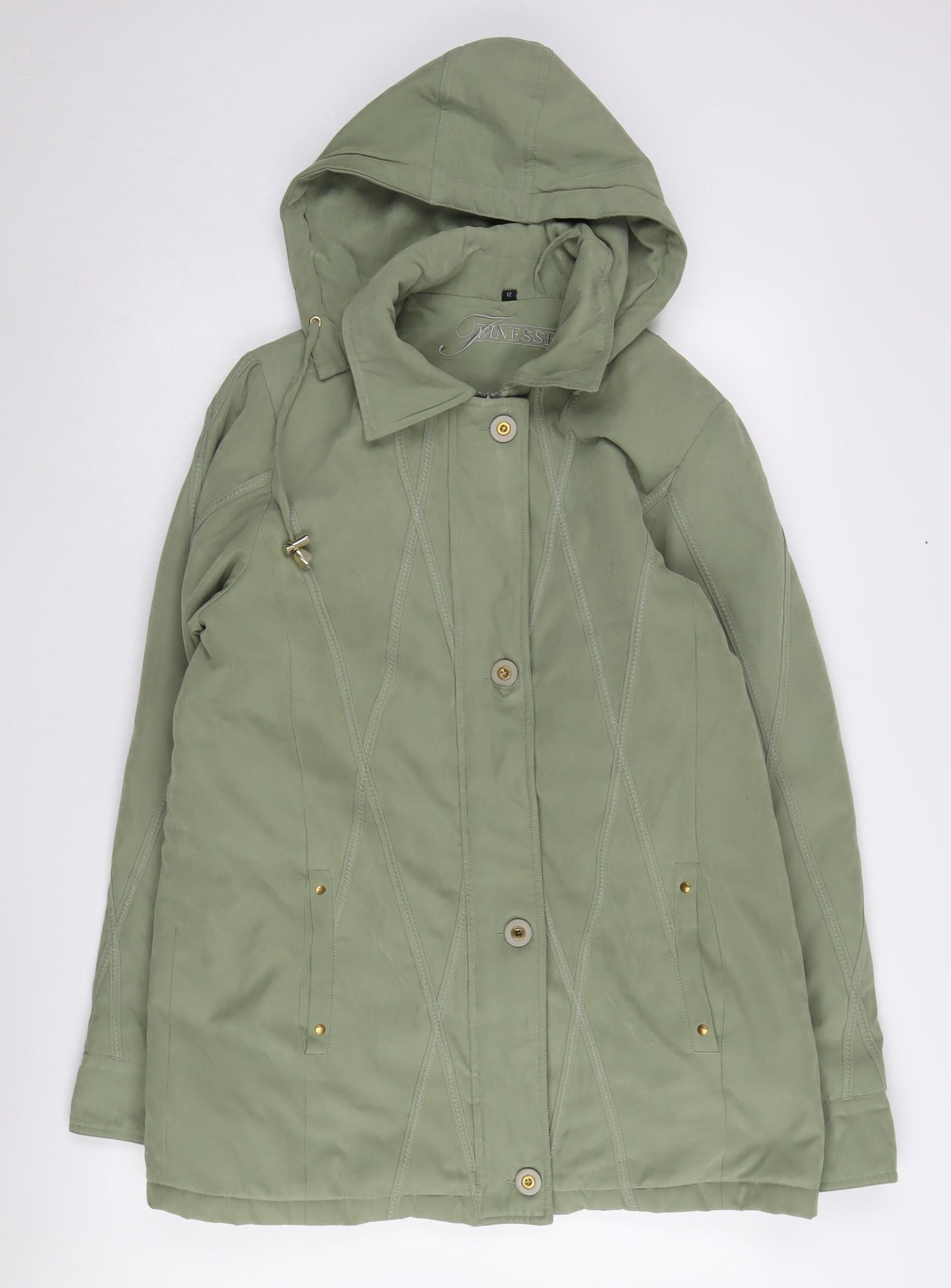 Finesse Women's Green Parka Coat Size 12 Hooded