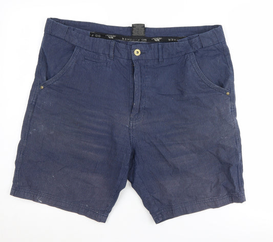 Trespass Men's Blue Chino Shorts, Size L, Striped Corduroy
