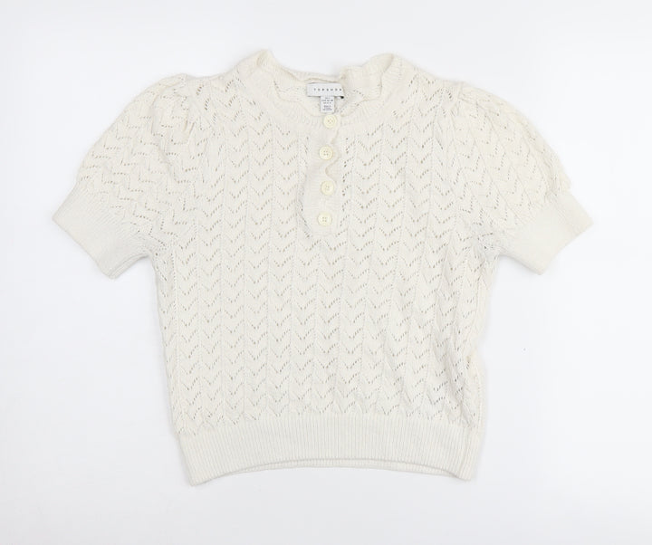Topshop Women's Ivory Henley Jumper, Size S