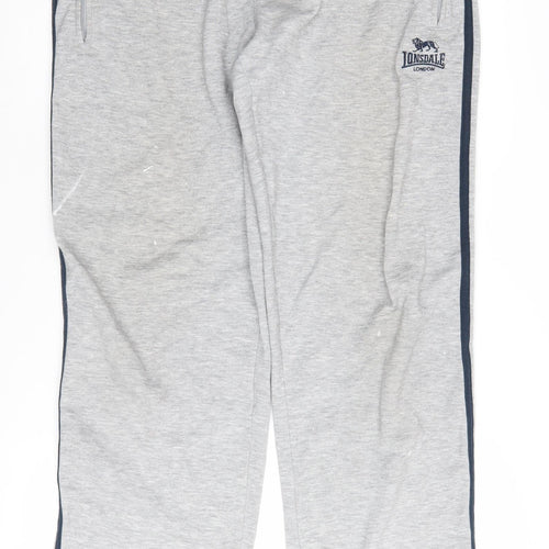 Lonsdale Men's Grey Jogger Trousers, Elastic Waist, Size Regular