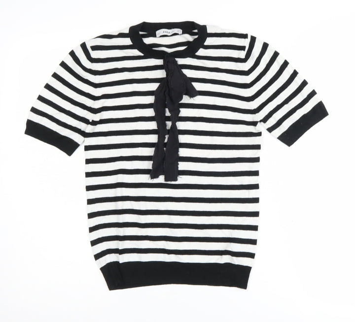 Zara Women's Black Stripe Pullover Jumper Size 12