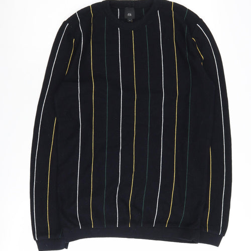 River Island Men's Black Striped Pullover Jumper M