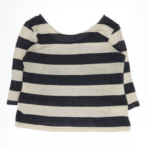 Oasis Women's Black Striped Pullover Jumper L