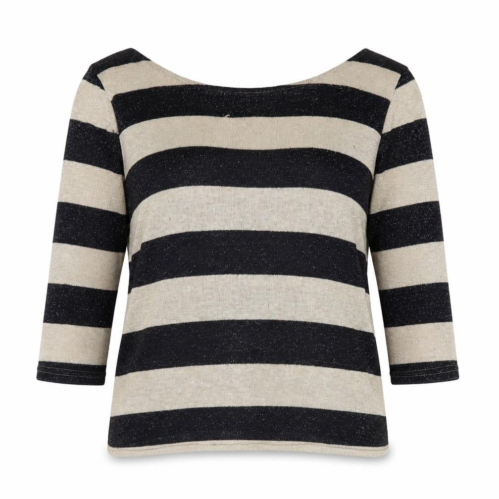 Oasis Women's Black Striped Pullover Jumper L