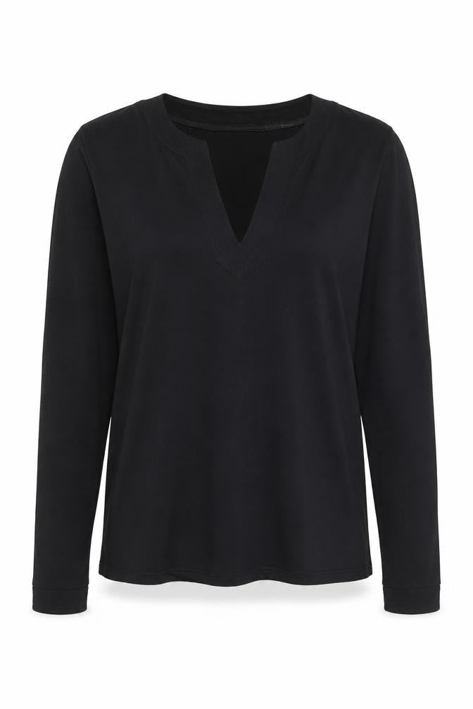 Front view of Jasper Conran Black V-Neck Long Sleeve Top L