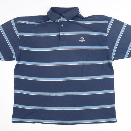 Greygoose Men's Blue 2XL Striped Short Sleeve Polo