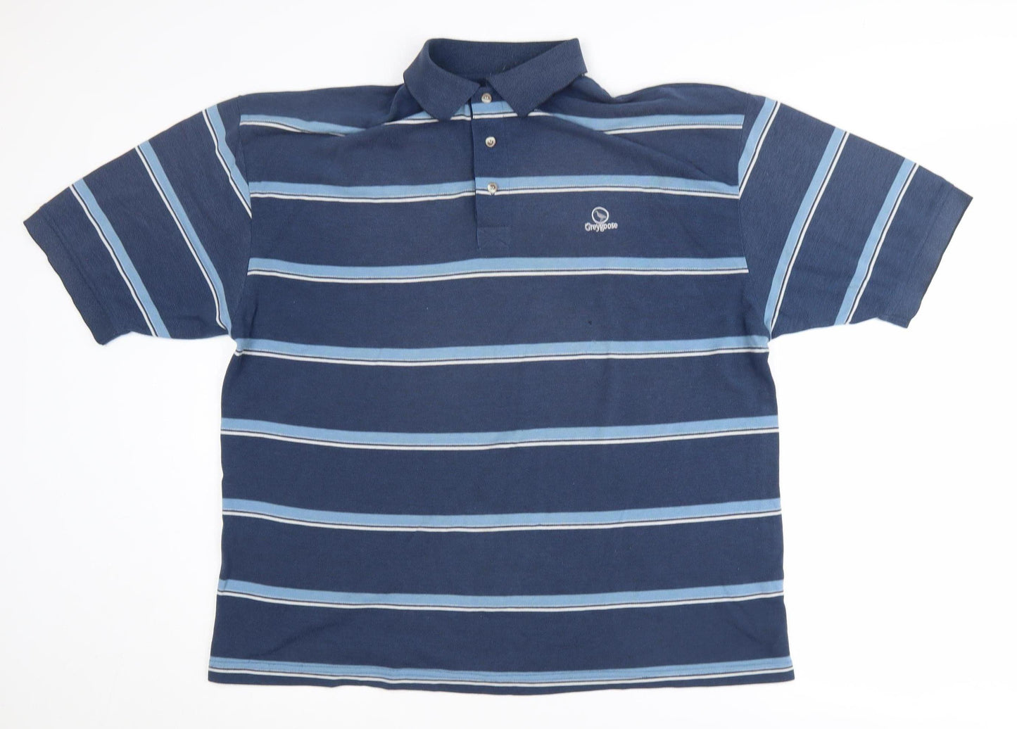 Greygoose Men's Blue 2XL Striped Short Sleeve Polo