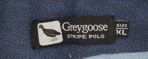 Greygoose Men's Blue 2XL Striped Short Sleeve Polo