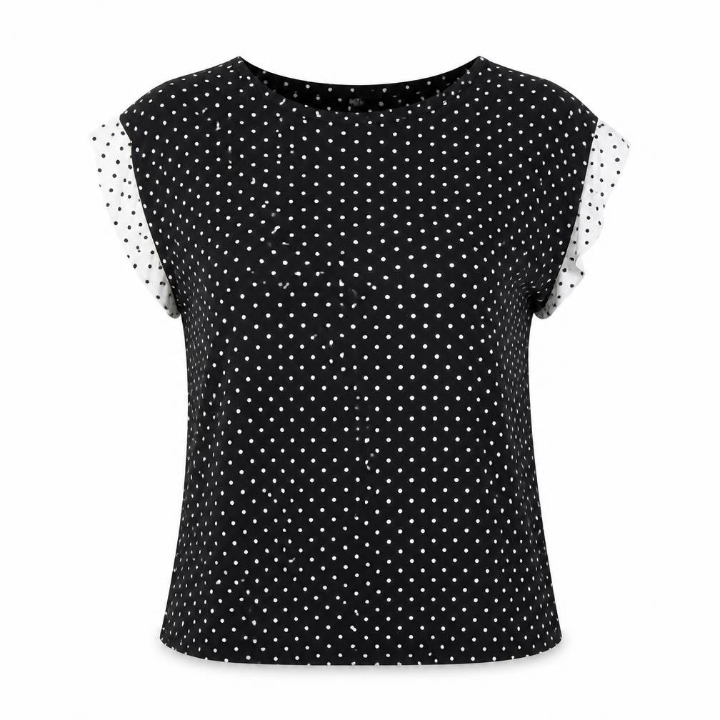 Laura Ashley Women’s Black Polka Dot Blouse, Size 12