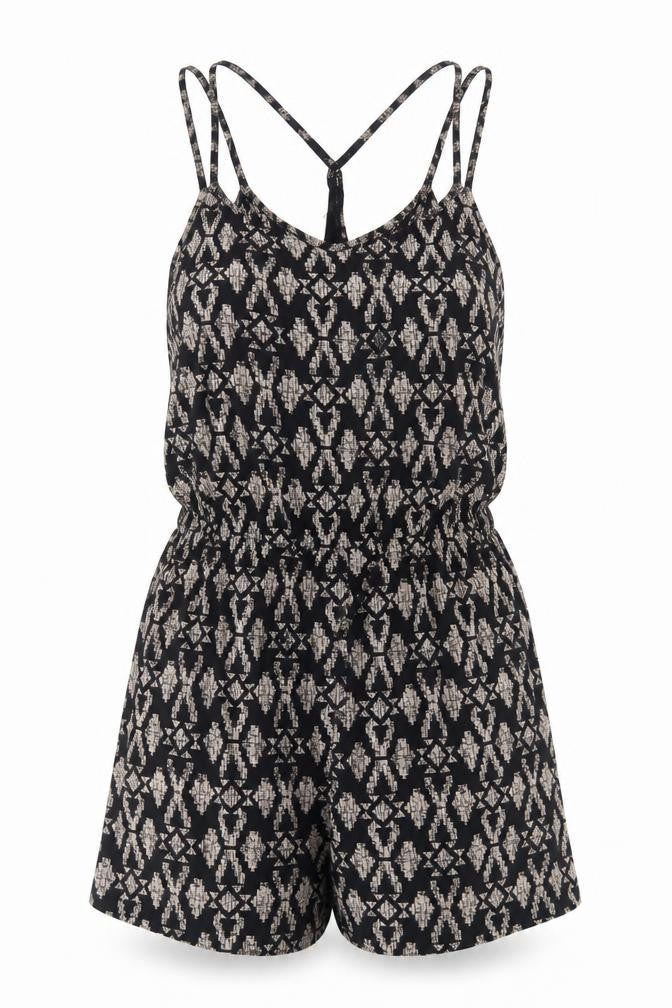 Front view of Staring at Stars Women's XS Black Geometric Playsuit