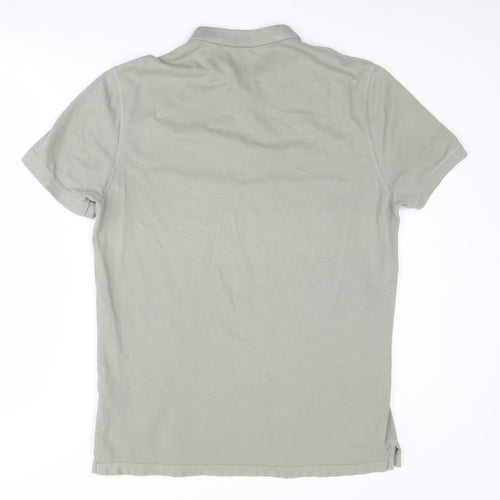 AllSaints Men's Grey Polo Shirt, Size L, Short Sleeve