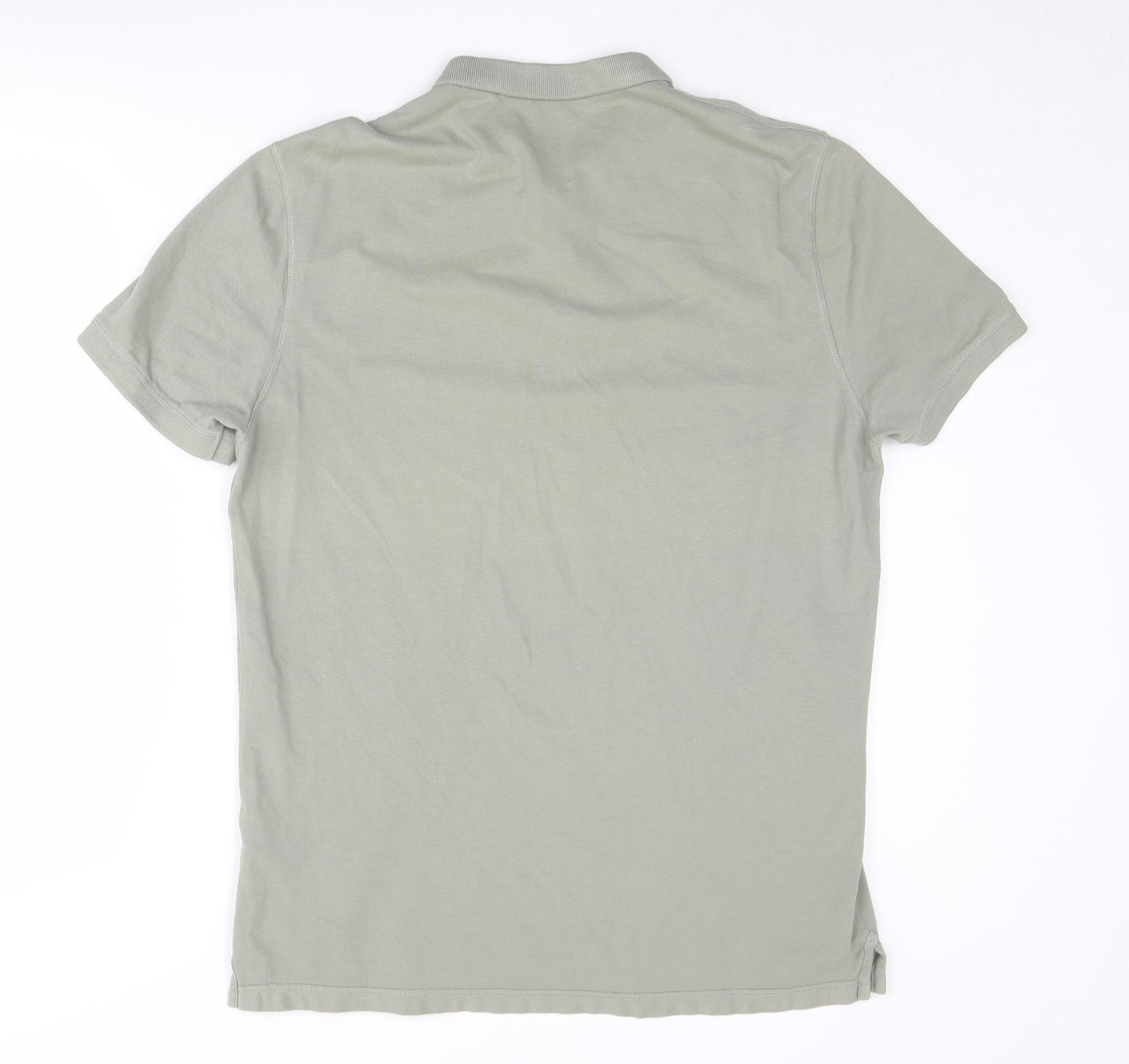 AllSaints Men's Grey Polo Shirt, Size L, Short Sleeve