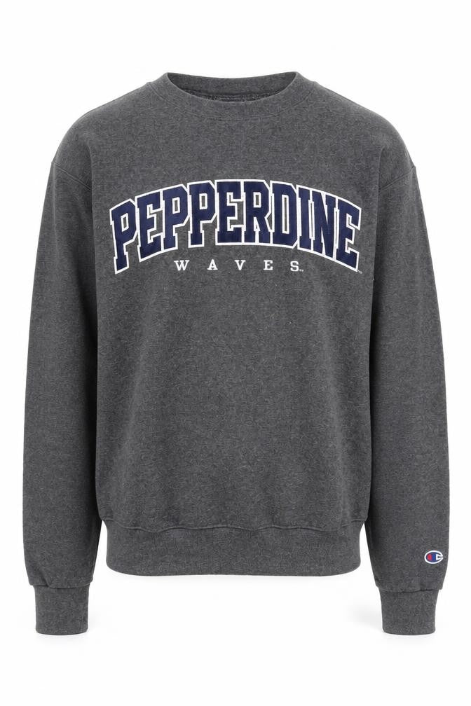 Front view of Champion Men's Grey College Sweatshirt Logo Pullover, size S