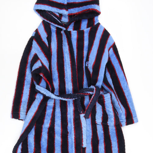 Jasper Conran Boys Blue Striped Hooded Fleece Robe 6-7 Years