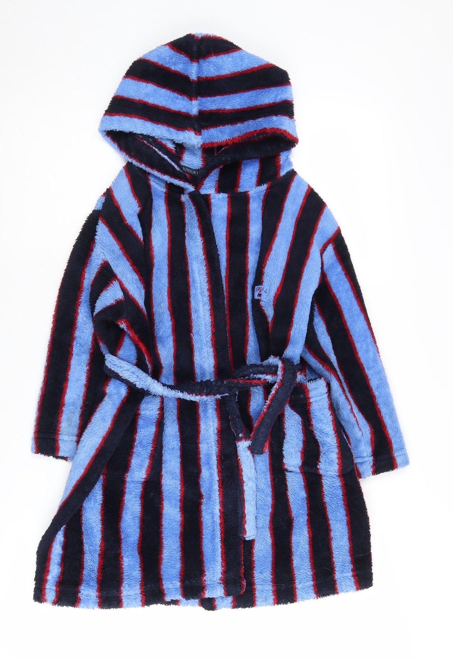 Jasper Conran Boys Blue Striped Hooded Fleece Robe 6-7 Years