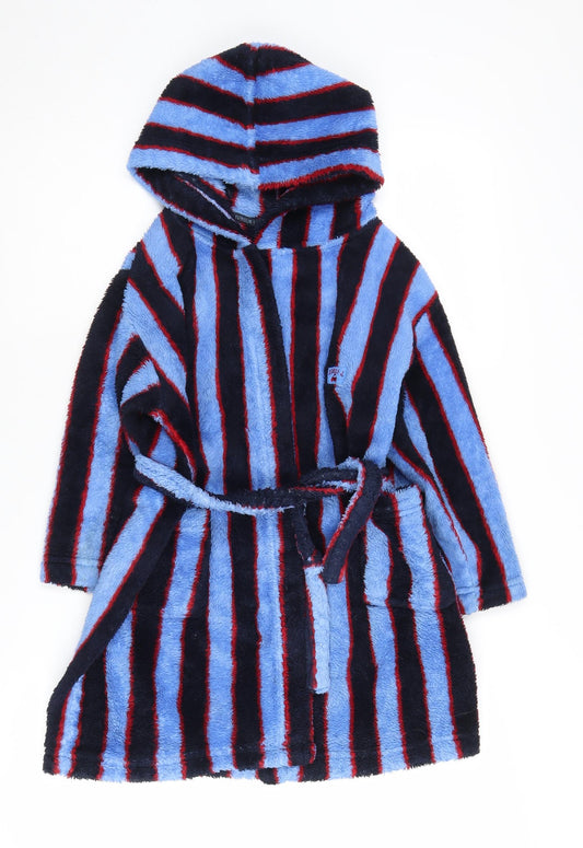 Jasper Conran Boys Blue Striped Hooded Fleece Robe 6-7 Years