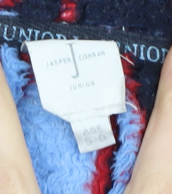 Jasper Conran Boys Blue Striped Hooded Fleece Robe 6-7 Years