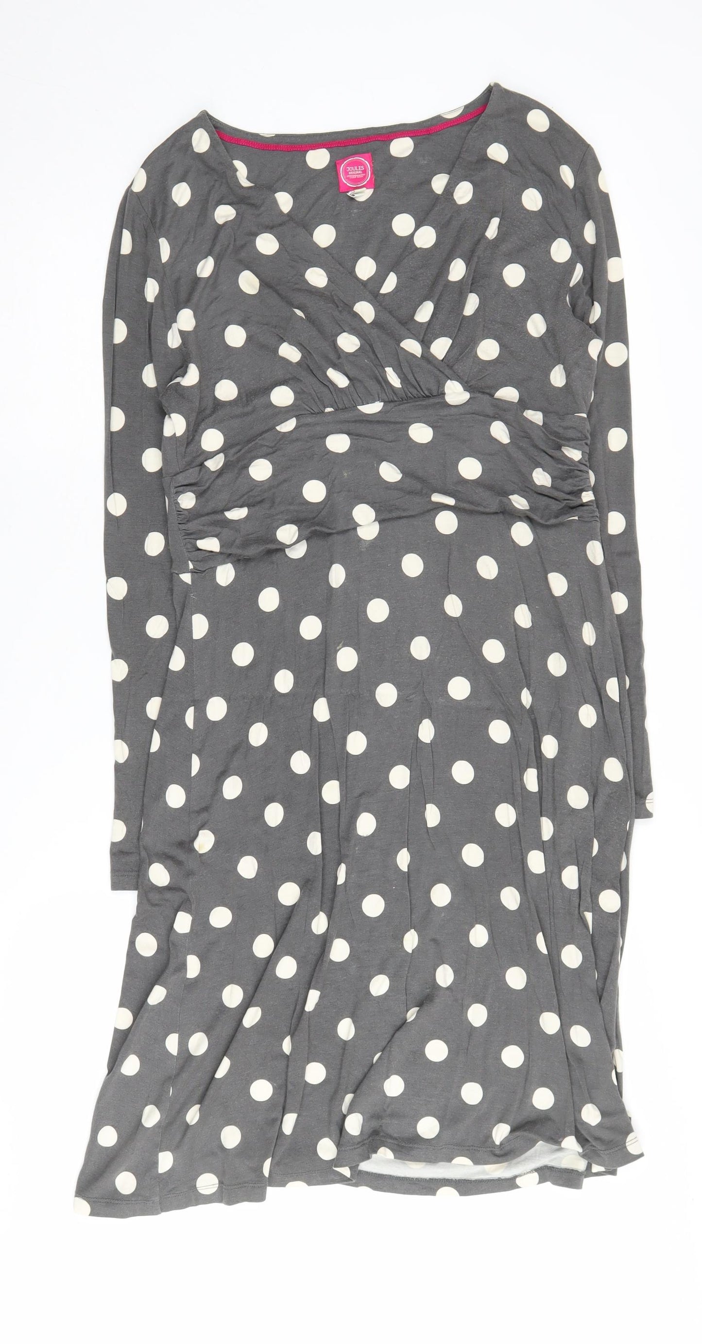 Joules Women's Grey Polka Dot Dress, Size L