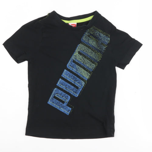 Puma Boys Black Graphic T-Shirt 5-6 Years, Logo Accent