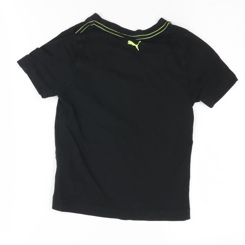 Puma Boys Black Graphic T-Shirt 5-6 Years, Logo Accent