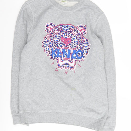 Kenzo Girls Grey Animal Sweatshirt, Size 16 Years, Embroidered