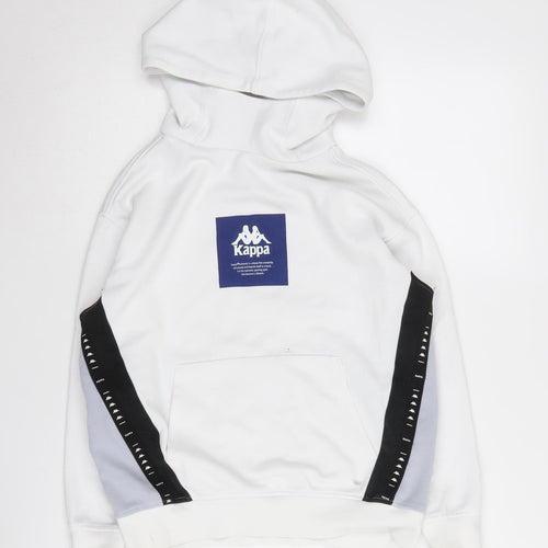 Kappa Boys White Hoodie, Logo Accent, Size 9 Years