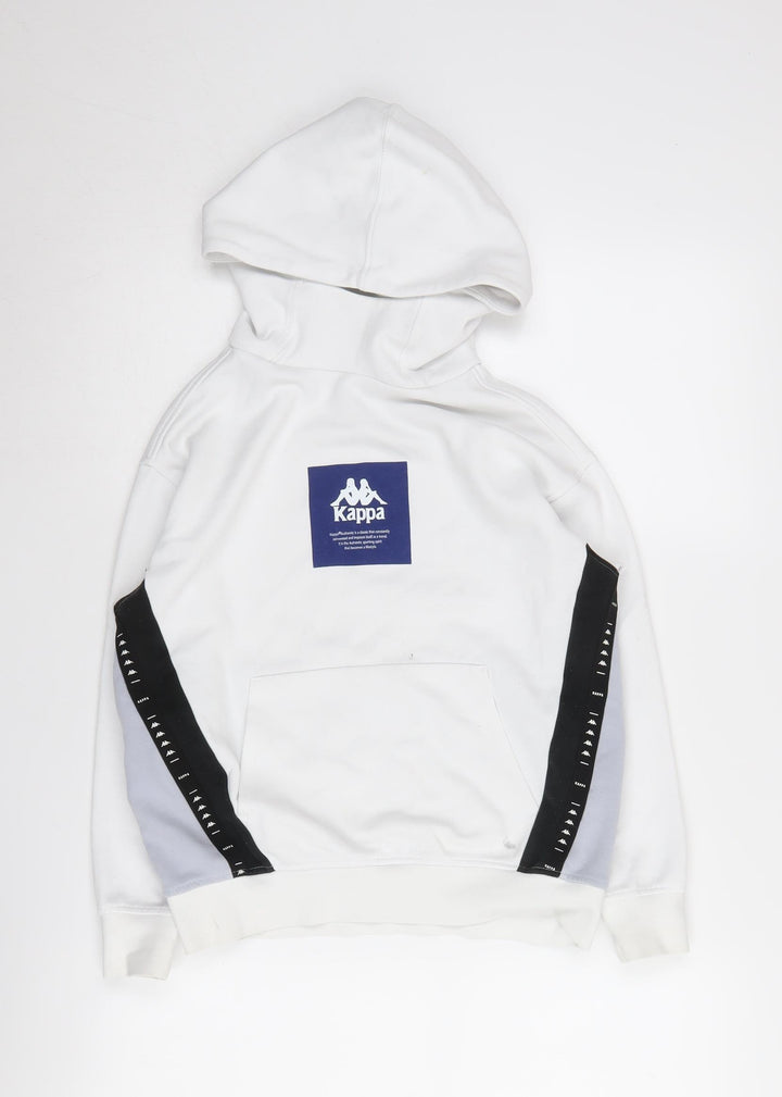 Kappa Boys White Hoodie, Logo Accent, Size 9 Years