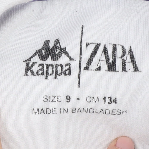 Kappa Boys White Hoodie, Logo Accent, Size 9 Years