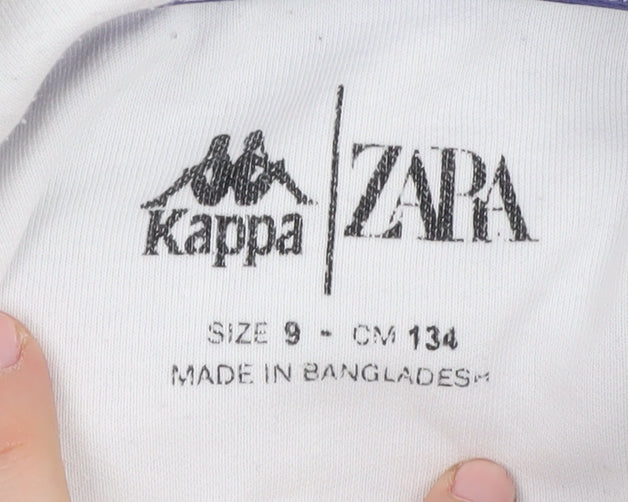 Kappa Boys White Hoodie, Logo Accent, Size 9 Years