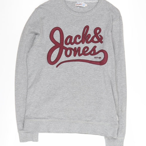 Jack & Jones Men's Grey Crew Neck Logo Sweatshirt S
